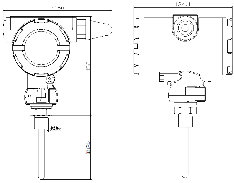 PTL578T無線溫度傳感器尺寸圖